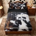 thumbnail image 1 of Manfei Rustic Cow Print Zipper Full Size Comforter Sets with Fitted Sheet and 2 Pillowcases,Abstract Animal Spot Zipper Bedding Set,Black Brown,Reversible, 1 of 7