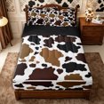 thumbnail image 1 of Manfei Rustic Cow Print Zipper Full Size Comforter Sets with Fitted Sheet and 2 Pillowcases,Minimalist Animal Pattern Zipper Bedding Set,White Brown Beige,Reversible, 1 of 7