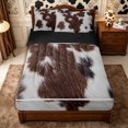 thumbnail image 1 of Manfei Rustic Cow Print Zipper Full Size Comforter Sets with Fitted Sheet and 2 Pillowcases,Rustic Farm Animal Zipper Bedding Set,Dark Brown,Reversible, 1 of 7