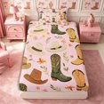 thumbnail image 1 of Manfei Rustic Cowboy Boots Twin Fitted Sheet 2 Pieces,Western Floral Hats Bedding,Pink Brown Green,1 Fitted Sheet and 1 Pillowcase, 1 of 4