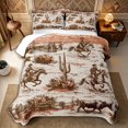 thumbnail image 1 of Manfei Rustic Cowboy Twin Quilt Set 2 Pieces,Western Cactus Twin Coverlet Set,Orange Brown,1 Bedspread and 1 Pillowcase, 1 of 7