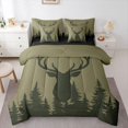 thumbnail image 1 of Manfei Rustic Deer 7-Piece Twin Bedding,Wild Woodland Bedding Comforter Set,Green,Black Reversible, 1 of 7