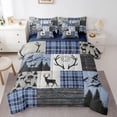 thumbnail image 1 of Manfei Rustic Deer 7pcs Queen Bedding,Mountain Pine Bedding Comforter Set Queen,Navy Gray,Navy Blue Reversible, 1 of 7