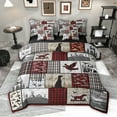 thumbnail image 1 of Homewish Rustic Dog Duck Twin Bedding Sets 7-Piece for Men, Jungle Hunting Bedding Comforter Set, Vintage Grey Red Patchwork Reversible Sheet Sets, Breathable Home Decor, 1 of 7
