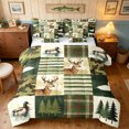 thumbnail image 1 of Manfei Rustic Duck Deer Queen Bedding, Contemporary Art Camouflage Bedding Comforter Set Queen, Cream Green, Reversible, 7-Piece, 1 of 6