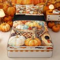 thumbnail image 1 of Manfei Rustic Fall Pumpkin Leaf Zipper Full Size Comforter Sets with Fitted Sheet and 2 Pillowcases for Home, Orange Autumn Bird House Zipper Bedding Set, Black Reversible, 4 Pieces, 1 of 6