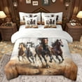 thumbnail image 1 of Manfei Rustic Farm Horse 7-Piece Bedding Comforter Set,Country Farmhouse Lodge King Bedding Sets,Brown White Bed Sheets For Teens,Breathable Home Decor Reversible, 1 of 8