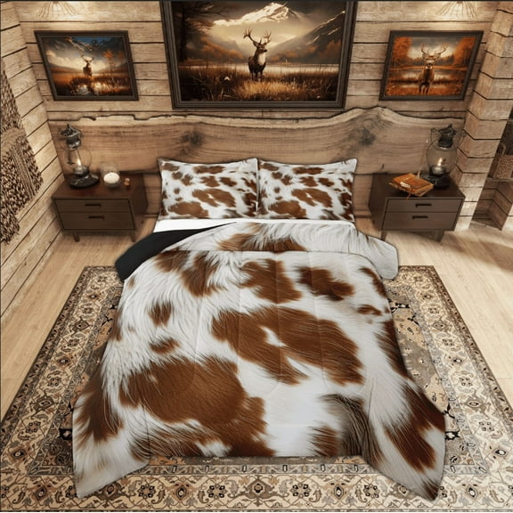Feelyou Rustic Farmhouse Bedding Comforter Set, Western Animal Print Twin Comforter Sets, Highland Bull Bedding Set, Lightweight Room Decoration, 2 Piece