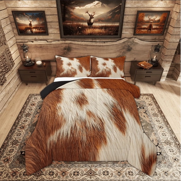 Feelyou Rustic Farmhouse Bedding Comforter Set, Western Print Twin Comforter Sets, Highland Bull Bedding Set, Lightweight Room Decor, 2-Piece