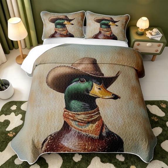 Manfei Rustic Farmhouse Cabin Bed Spread Queen,Wildlife Animal Queen Coverlet Set,3pcs,1 Quilt and 2 Pillowcases