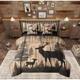 thumbnail image 1 of Manfei Rustic Farmhouse Cabin Bedding Comforter Set 7pcs, Jungle Deer Animal Queen Bedding Sets, Brown Wooden Plank Reversible Queen Sheet Sets, Lightweight Room Decor, 1 of 7