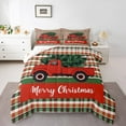 thumbnail image 1 of Manfei Rustic Farmhouse Truck Full Size Comforter Sets, Merry Christmas Bedding Comforter Set, Red Green Buffalo Reversible Bedding Sets, Luxury Bedroom Decor, 3 Pieces, 1 of 8