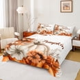 thumbnail image 1 of Manfei Rustic Flower Floral Twin Sheet Sets,Hello Pumpkin Twin Fitted Sheet,White Orange Flat Sheet For Children,Breathable Home Decor,3-Piece, 1 of 7