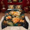 thumbnail image 1 of Manfei Rustic Flower Lotus Queen Comforter Set,Countryside Lake Plant Bedding Sets,Country Floral Bedding Comforter Set For Girls,Breathable Home Decor Reversible,3 Pieces, 1 of 8