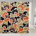 thumbnail image 1 of Manfei Rustic Gamer Camo Shower Curtain 72Wx84L, Game Controller Bathroom Shower Curtain, Green Orange, 1 of 5