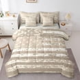 thumbnail image 1 of Manfei Rustic Geometric Stripes 7pcs Queen Bedding,Patriotic Usa Flag Bedding Comforter Set Queen,Beige,Light Gray Reversible, 1 of 7