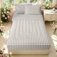thumbnail image 1 of Manfei Rustic Grid Zipper Twin Comforter Sets with Fitted Sheet and 2 Pillowcases,Modern Check Zipper Bedding Set,Cream White,Light Gray Reversible,4pcs, 1 of 8