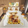 thumbnail image 1 of Manfei Rustic Highland Bull Full Size Comforter Sets for Kids, Vibrant Sunflower Bedding Comforter Set, Farmhouse Animal Reversible Bedding Sets, Ultra Soft Home Decor, 3pcs, 1 of 9