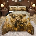 thumbnail image 1 of Manfei Rustic Highland Cow Queen Comforter Set,Country Floral Sunflower Bedding Sets,Farm Animal Bedding Comforter Set For Girls Boys,Luxury Bedroom Decor Reversible,3 Pieces, 1 of 8