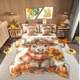 thumbnail image 1 of Manfei Rustic Highland Cow Twin Bedding Sets 7-Piece, Orange Pumpkin Sunflower Bedding Comforter Set, Happy Fall Harvest Sheet Sets, Ultra Soft Home Decor, 1 of 7