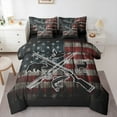 thumbnail image 1 of Manfei Rustic Hunting Fishing 7pcs Bedding Comforter Set for Men, Retro US Flag Queen Bedding Sets, Wildlife Bear Deer Reversible Queen Sheet Sets, Lightweight Room Decor, 1 of 8