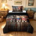 thumbnail image 1 of Manfei Rustic Kitten Twin Comforter Sets, Patriotic US Flag Bedding Set, Brown, Black Reversible, 2-Piece, 1 Comforter and 1 Pillowcase, 1 of 7