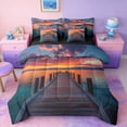 thumbnail image 1 of Manfei Rustic Lake Sunset Fire Cloud Bedding Comforter Set for Kids Boys and Girls, Lake House Full Bedding Set, Black Reversible 7 Pieces, 1 of 6