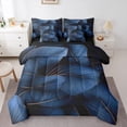 thumbnail image 1 of Manfei Rustic Leaves 7 Pieces Bedding Comforter Set,Modern Aesthetic Deagin Full Bedding Set,Deepblue Gold Fitted Sheet Flat Sheet For Girls,Super Cozy Room Decor Reversible, 1 of 8