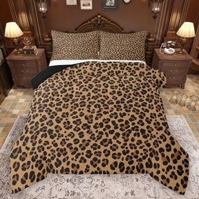 Manfei Rustic Leopard Hide Bedding Comforter Set,Chic Cheetah Print Twin Comforter Sets,Wildlife Animal Pattern Bedding Set For Teens,Microfiber Bedroom Decor Reversible,2pcs
