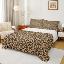 Manfei Rustic Leopard Hide Twin Sheet Sets,Chic Cheetah Print Twin Fitted Sheet,Wildlife Animal Pattern Flat Sheet For Teens,Microfiber Bedroom Decor,3pcs