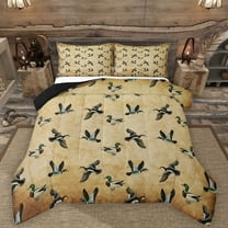 Manfei Rustic Mallard Bedding Comforter Set,Countryside Duck Twin Comforter Sets,Green Brown Bedding Set For Boys Kids,Luxury Bedroom Decor Reversible,2 Pieces