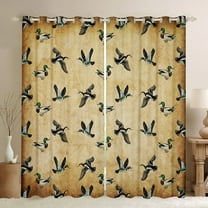 Manfei Rustic Mallard Black Out Curtains,Countryside Duck Curtains Pack of 2 (42x63 Each),Green Brown Bedroom Curtains For Boys Kids,Luxury Bedroom Decor