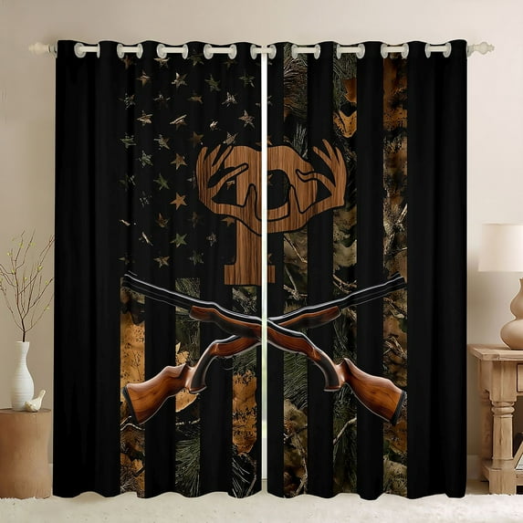 Manfei Rustic Monogrammed P Curtains Pack of 2 (42x84 Each), Western Stars Stripes Print Curtains Blackout, Teens Kids Women Men Bedroom Curtains, Black Out Curtains Decor