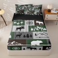 thumbnail image 1 of Manfei Rustic Mountain Wildlife Zipper Twin Comforter Sets with Fitted Sheet and 2 Pillowcases,Brown Check Pine Zipper Bedding Set,Black Reversible,4pcs, 1 of 8