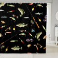 thumbnail image 1 of Manfei Rustic Pike Fish Shower Curtain 72Wx84L, Cartoon Fishing Gear Bathroom Shower Curtain, Black, 1 of 5