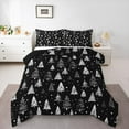 thumbnail image 1 of Manfei Rustic Plant Queen Comforter Set,Sketch Pine Tree Bedding Sets,Black White Bedding Comforter Set,Microfiber Bedroom Decor Reversible,3pcs, 1 of 8