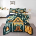 thumbnail image 1 of Manfei Rustic Rv Queen Comforter Set,Vintage Tent Pattern Comforter Sets Queen,Green,Navy Blue Reversible,3-Piece,1 Comforter and 2 Pillowcases, 1 of 7