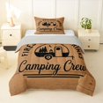 thumbnail image 1 of Manfei Rustic Rv Twin Comforter Sets,Vintage Letter Pattern Bedding Set,Brown,Light Gray Reversible,2 Pieces,1 Comforter and 1 Pillowcase, 1 of 7