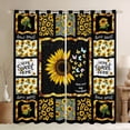 thumbnail image 1 of Manfei Rustic Sunflower Curtains and Drapes (52x84), Black Yellow Curtains Pack of 2, Floral Patchwork Black Out Curtains, Window Curtains Room Decor, 1 of 6