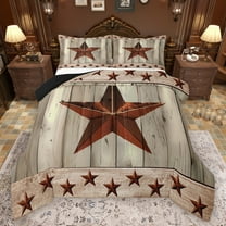 Manfei Rustic Texas Stars Bedding Comforter Set,Country Farmhouse Lodge Twin Comforter Sets,Old Wooden Board Bedding Set For Boys Kids,Ultra Soft Home Decor Reversible,2 Pieces