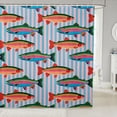 thumbnail image 1 of Manfei Rustic Trout Shower Curtain 72Wx84L, Cartoon Fish Bathroom Shower Curtain, Pink Cyan, 1 of 5