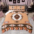 thumbnail image 1 of Manfei Rustic Western Aztec Full Size Comforter Sets,Vintage Geometric Pattern Bedding Comforter Set,Brown White Bedding Sets For Men Women,Breathable Home Decor Reversible,3-Piece, 1 of 8
