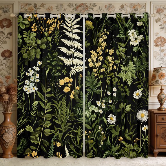 Manfei Rustic Wildflower Blackout Curtains,Cottagecore Blossom Curtains Pack of 2 (42x84 Each)