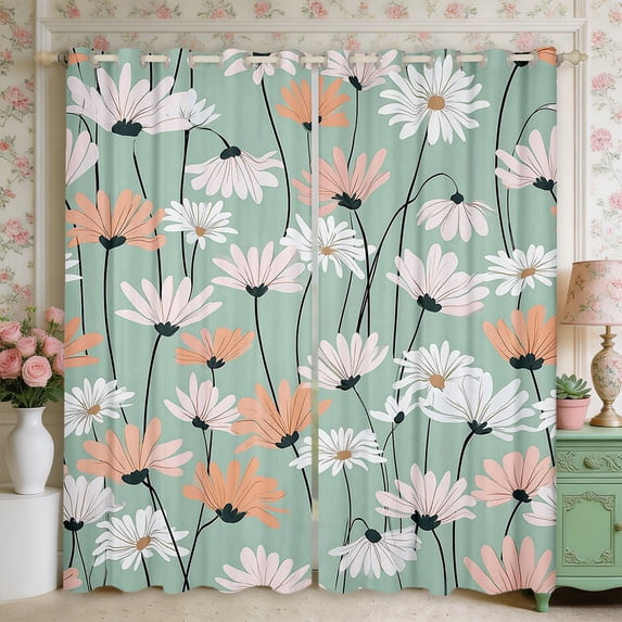 Manfei Rustic Wildflower Blackout Curtains,Cottagecore Blossom Window Curtains Pack of 2 (38x45 Each)