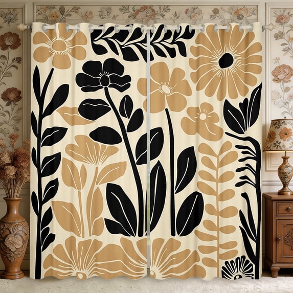 Manfei Rustic Wildflower Blackout Curtains,Cottagecore Blossom Window Curtains Pack of 2 (38x45 Each)