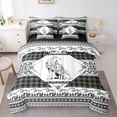 thumbnail image 1 of Manfei Rustic Wolf 7-Piece Twin Bedding,Green Check Pine Bedding Comforter Set,Black Reversible, 1 of 7