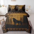 thumbnail image 1 of Manfei Rustic Wolf Checkered 7-Piece Twin Bedding,Classic Pine Plaid Bedding Comforter Set,Brown,Black Reversible, 1 of 7