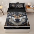 thumbnail image 1 of Manfei Rustic Wolf Zipper Full Size Comforter Sets with Fitted Sheet and 2 Pillowcases,Jungle Animal Zipper Bedding Set,Brown Gray Black,Black Reversible,4pcs, 1 of 8