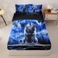 thumbnail image 1 of Manfei Rustic Wolf Zipper Full Size Comforter Sets with Fitted Sheet and 2 Pillowcases,Mystic Woodland Zipper Bedding Set,Blue,Black Reversible,4pcs, 1 of 8