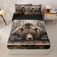thumbnail image 1 of Manfei Rustic Wooded Pine Zipper Twin Comforter Sets with Fitted Sheet and 2 Pillowcases,Brown Bear Zipper Bedding Set,Gray Brown,Black Reversible,4pcs, 1 of 8